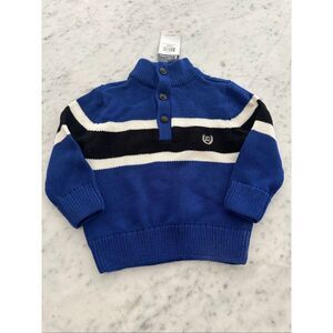 Chaps 1/4 button Pullover Boys Sz 2t Sweater blue NWT